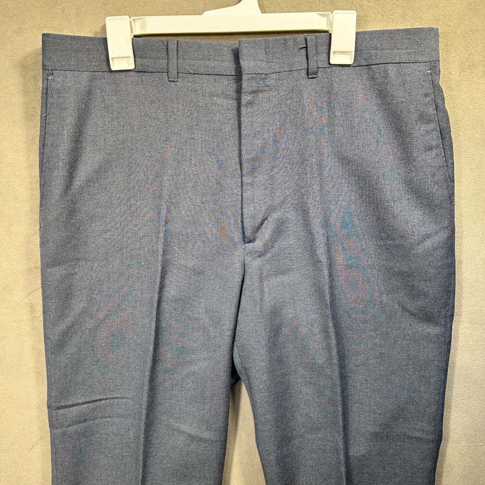 Haggar Dress‎ Pants Mens 38x28 Blue Grey Wool Blend Made in USA Excellent